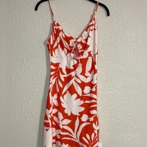 Topshop Orange and Cream Leaf Print Mini Dress
